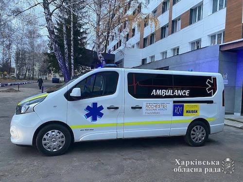 Ambulance arrives in Kharkiv.