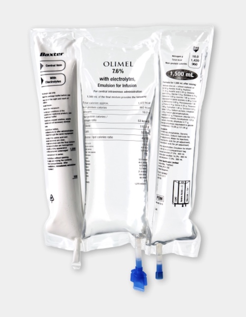 A 1.5 L intravenous bag of TPN.